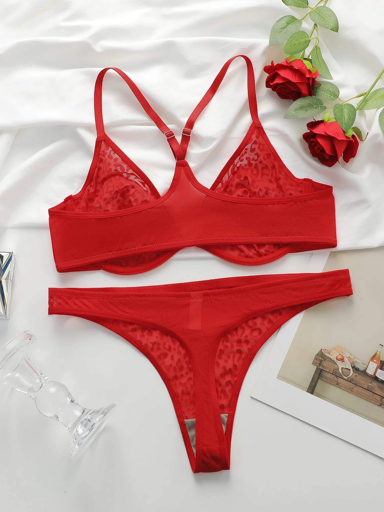 Ensemble de lingerie sexy à imprimé léopard pour femmes