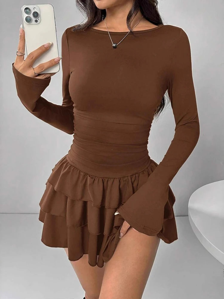 Mini robe à volants en cascade pour femmes
