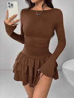 Mini robe à volants en cascade pour femmes
