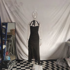 Robe longue sexy dos nu pour femme, style mode, avec lacets, sans manches, taille haute, fente cuisse haute, moulante, pour soirée et club
