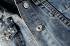 Veste en jean courte et amincissante à perles pour femmes