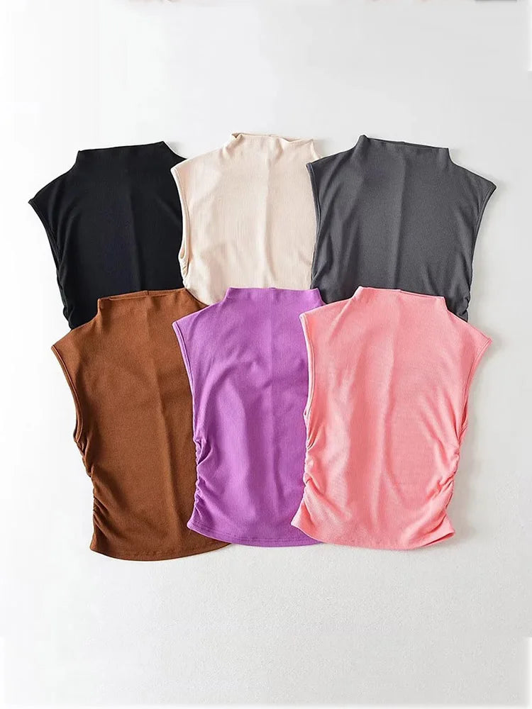 Débardeur Col Roulé Femme – Coupe Courte