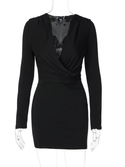 Robe fourreau femme noire à décolleté V