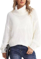 Pull polo ample à col roulé pour femmes