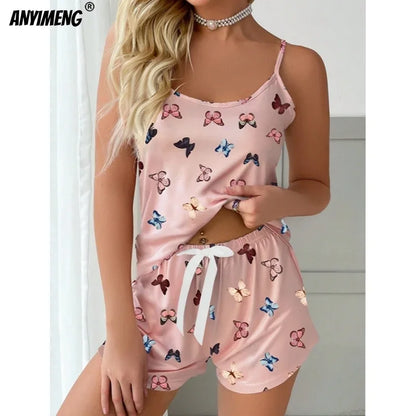 Ensemble Pyjama Femme – Imprimé Papillons Roses