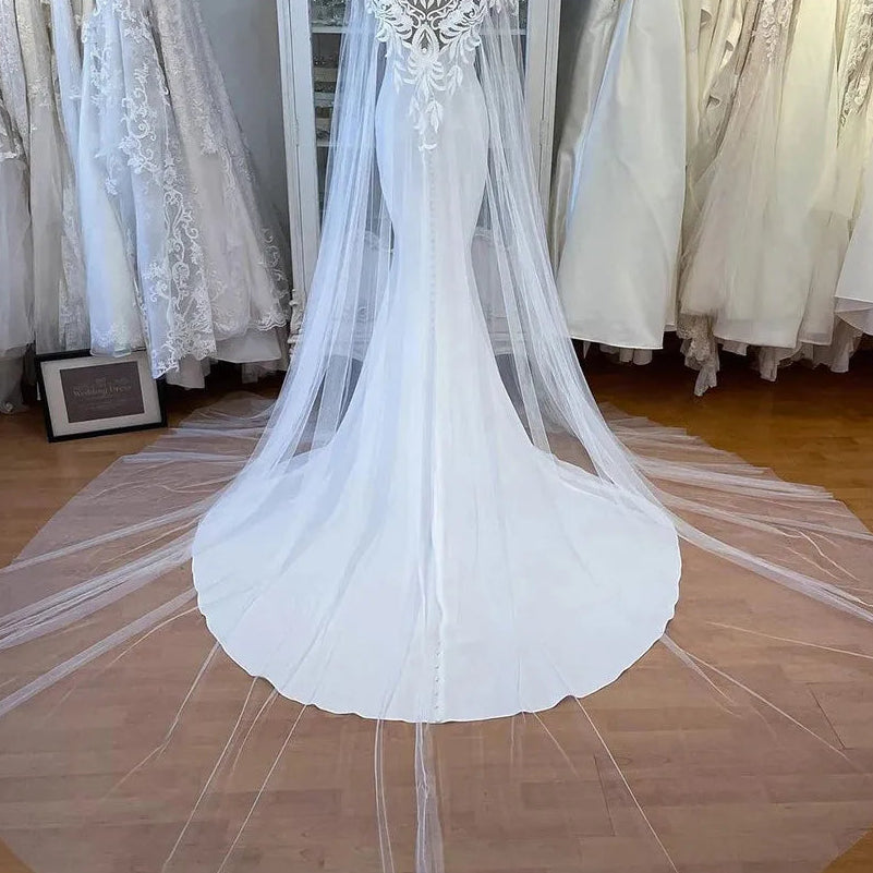 Robe de mariée sirène en dentelle avec cape pour femmes