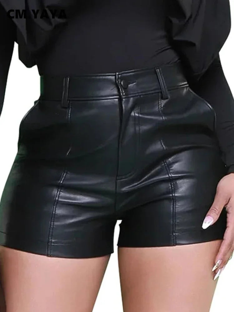 Short en faux cuir PU pour femmes