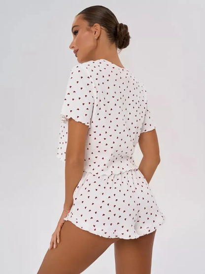 Pyjama d’Été Femme – Imprimé Cœurs