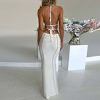 Robe de plage longue évider dos nu pour femmes