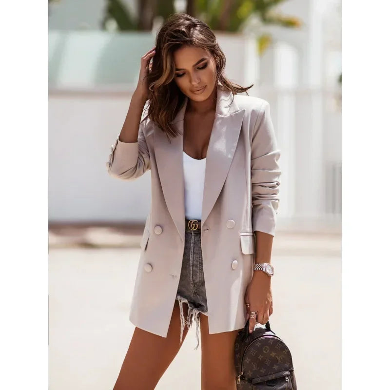 Manteau à manches longues et col croisé pour femmes