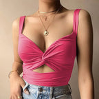 Tops court sans manches en fibre pour femmes