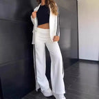 Ensemble 2 pièces pantalon à poches et blazer pour femmes