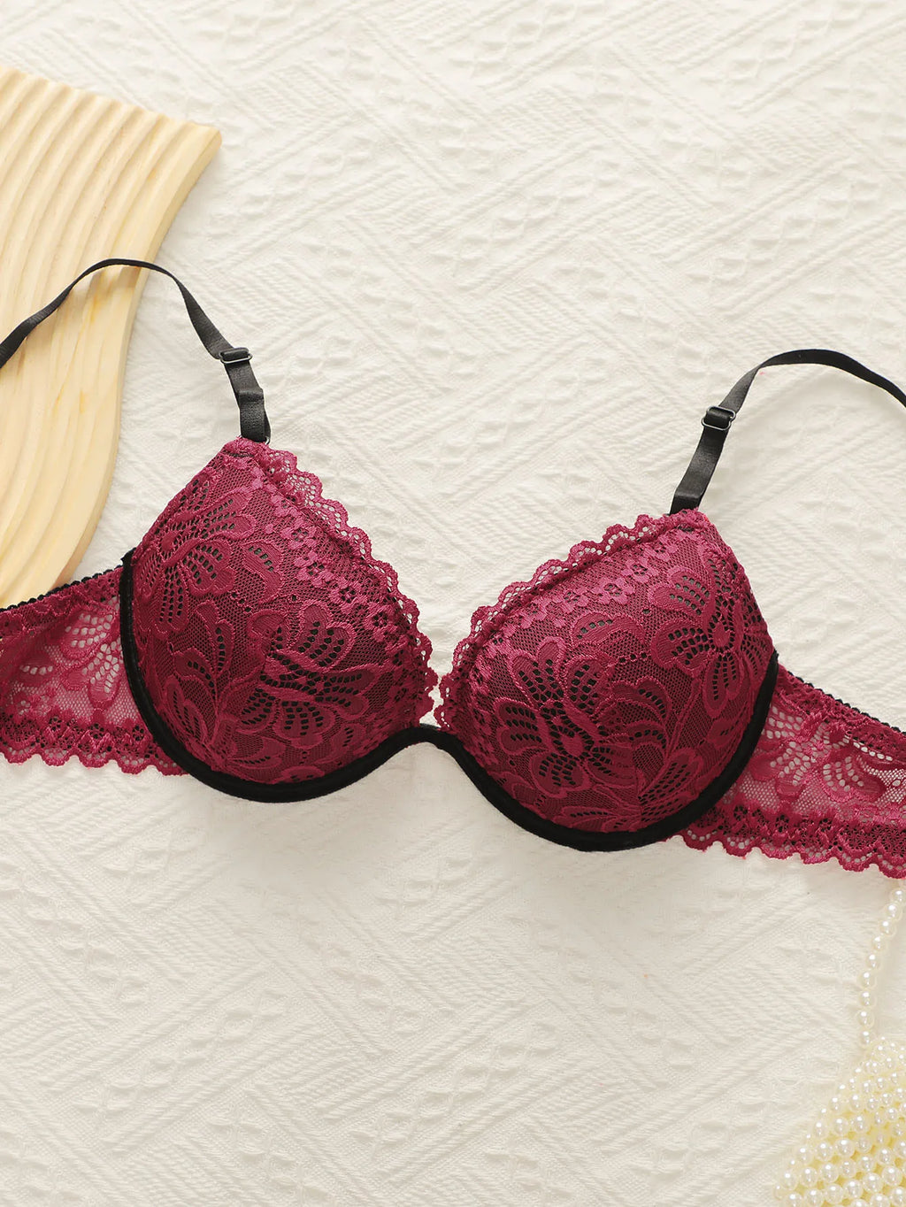 Ensemble de lingerie 2 pièces brodé dentelle de femmes