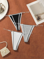 Ensemble de 3 pièces de string sexy multicolores contrastés pour femmes