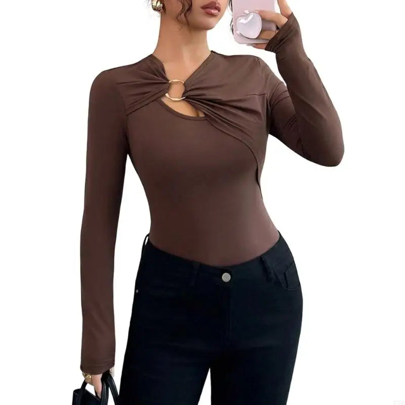 Pull tricoté à col en v pour femmes