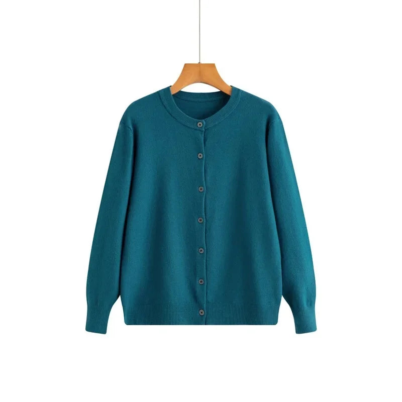 Cardigan tricoté à col rond pour femmes