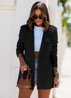 Manteau à manches longues et col croisé pour femmes
