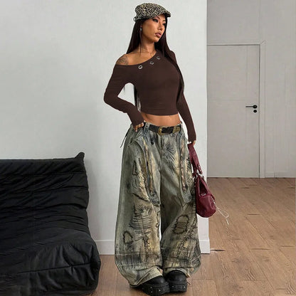 Haut Marron Asymétrique à Anneau – Détail Tendance