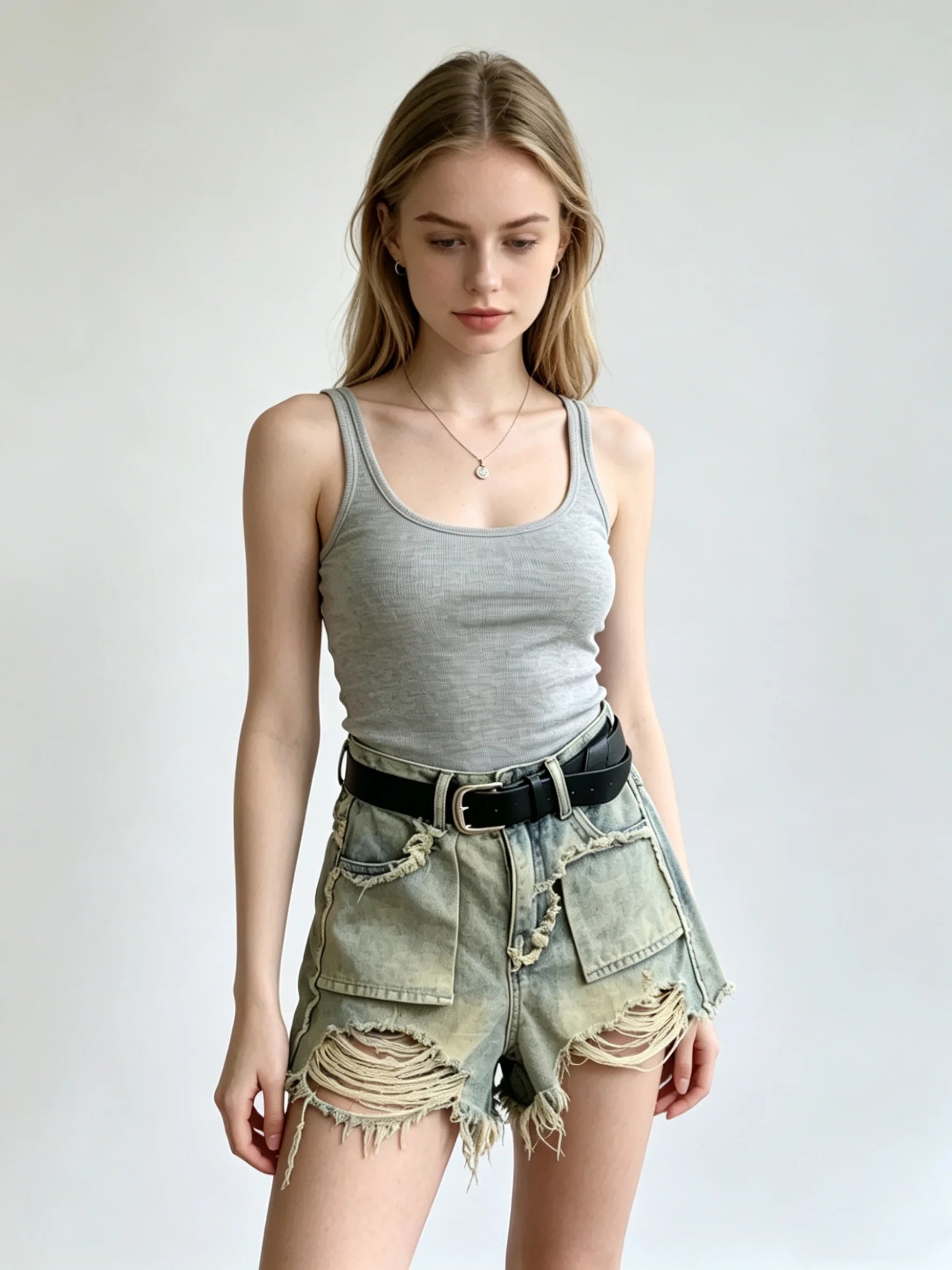 Short en jean déchiré bleu pour femmes