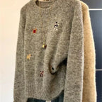 Pull à col rond brodé pour femmes