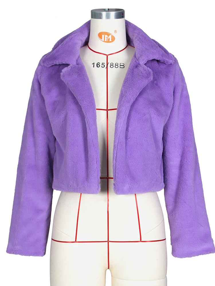 Manteau court en fausse fourrure pour femmes