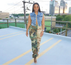 Pantalon style safari en patchwork pour femmes