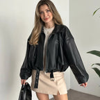 Veste en faux cuir pour femmes