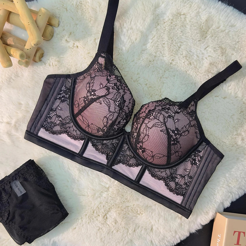 Ensembles de lingerie soutien-gorge push-up en coton, culotte froncée pour femmes