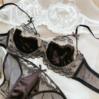 Ensemble de soutien-gorge et culotte en satin Brodé pour femmes
