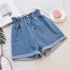 Shorts en jean amples coupe trapèze pour femmes