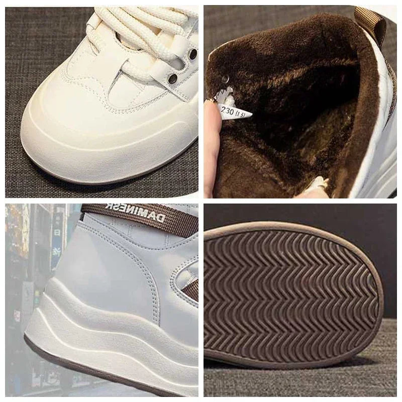 Baskets épaisse en cuir pour femmes