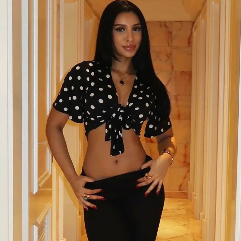 Crop top sexy à pois pour femmes