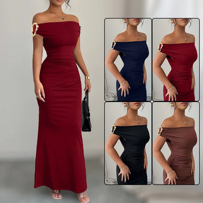 Robe Longue de Soirée Femme – Épaules Dénudées