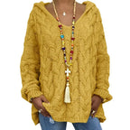 Pull torsadé tricoté de couleur pure pour femmes