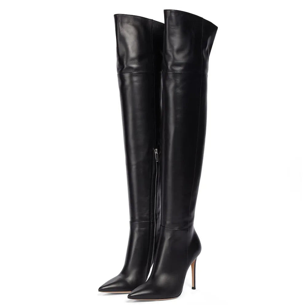 Botte noires en cuir pour femmes