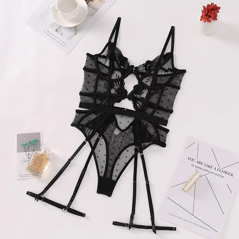 Body en dentelle brodée pour femmes