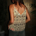 Top à paillettes perle Sexy fronde pour femmes