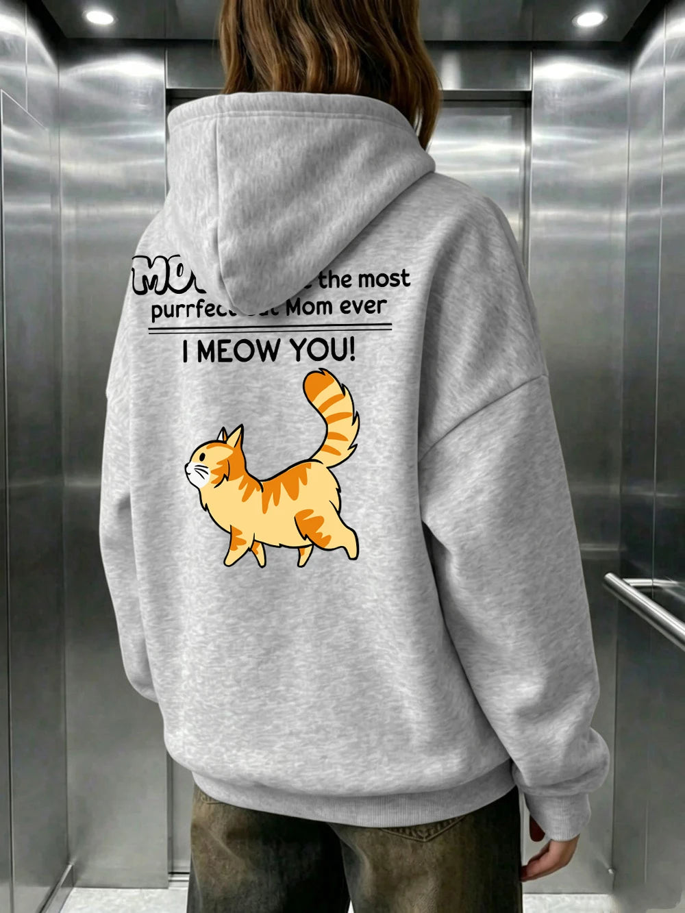 Sweat-shirts à capuche imprimés « Funny Cat Mom I Meow You » pour femmes