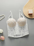 Soutien-gorge sexy en dentelle arête de poisson brodé pour femmes