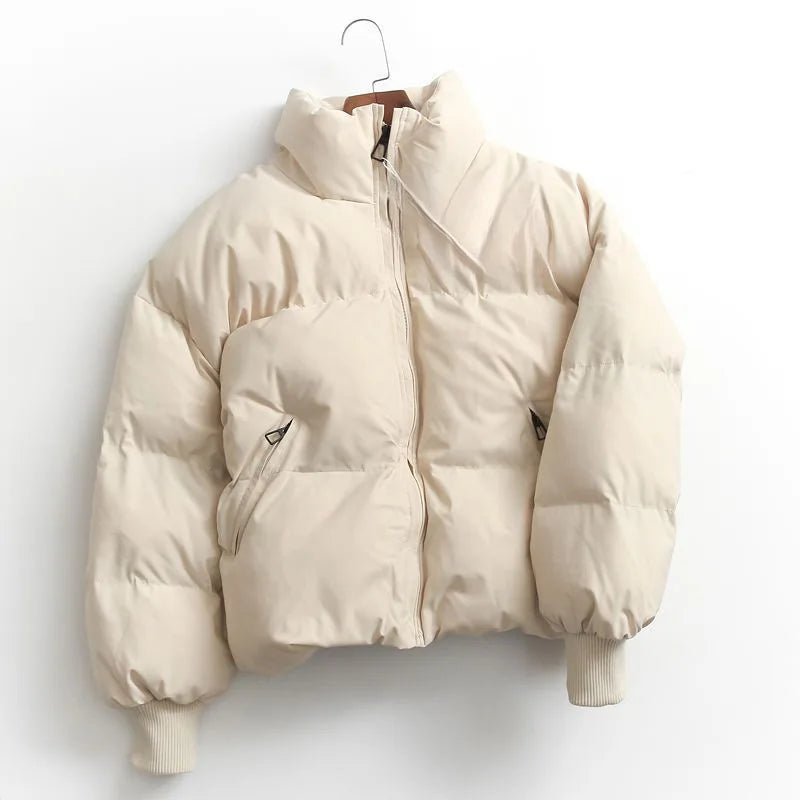 Veste courte décontractée en coton épais pour femmes