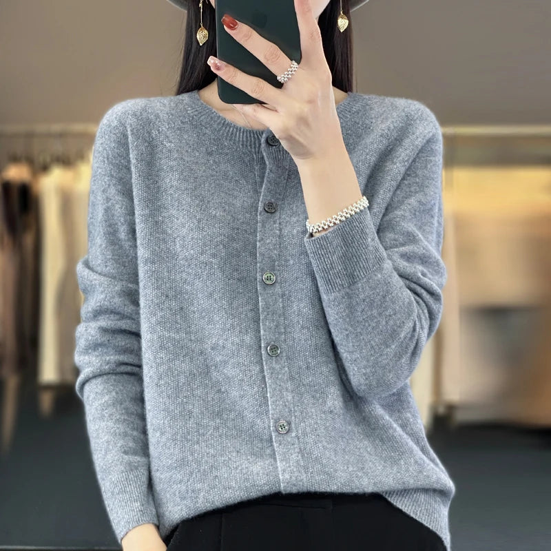 Cardigan ample 100% laine pure pour femmes