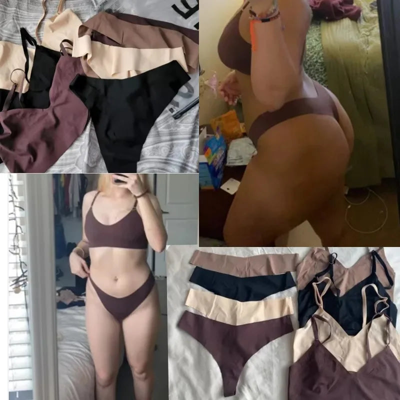 Ensemble de sous-vêtements sans couture soutien-gorge et string pour femmes