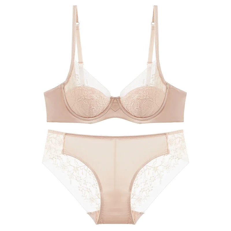 Ensemble soutien-gorge push-up à bonnets fins et culotte pour femmes
