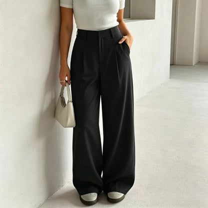 Pantalon Ample Femme – Taille Haute et Tissu Léger