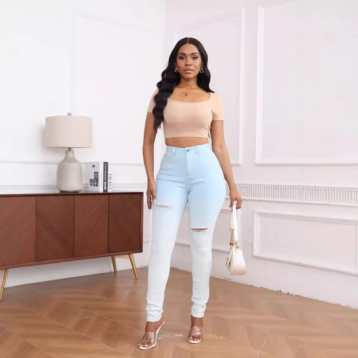 Jean Skinny Femme – Taille Haute et Denim Extensible