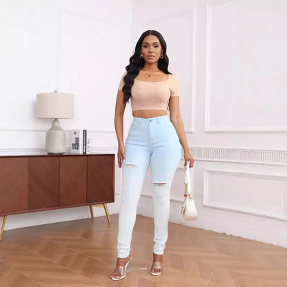 Jean Skinny Femme – Taille Haute et Denim Extensible