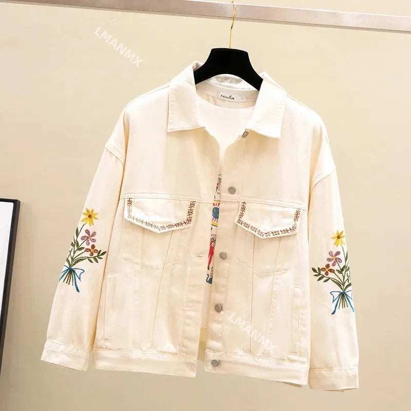 Veste en jean brodée pour femmes