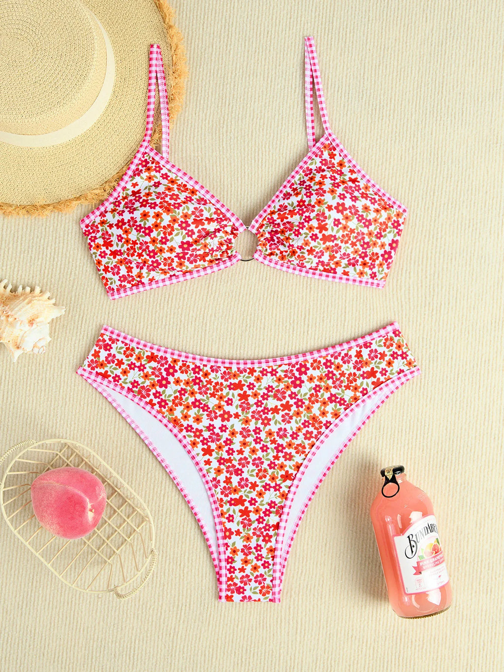 Maillot de bain 2 pièces  fleur imprimé pour femmes