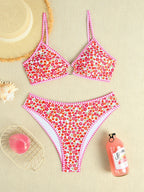 Maillot de bain 2 pièces  fleur imprimé pour femmes