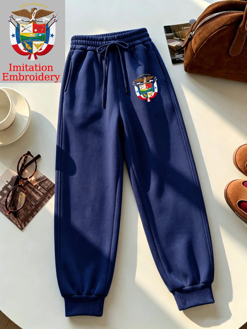 Pantalon de jogging décontracté avec emblème du Panama pour femmes